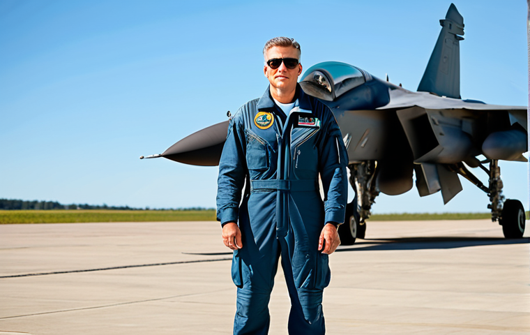 **

A modern air force pilot, fully clothed in a professional flight suit, standing confidently in front of a fighter jet on a sunny airfield, appropriate attire, safe for work, perfect anatomy, natural proportions, professional photography, family-friendly.

**